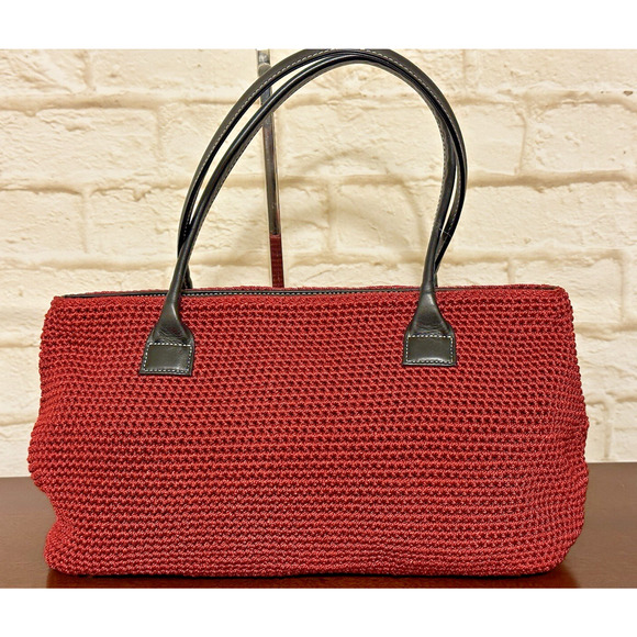 The Sak Red Handbag with Black Leather Trim Handles - Picture 6 of 15
